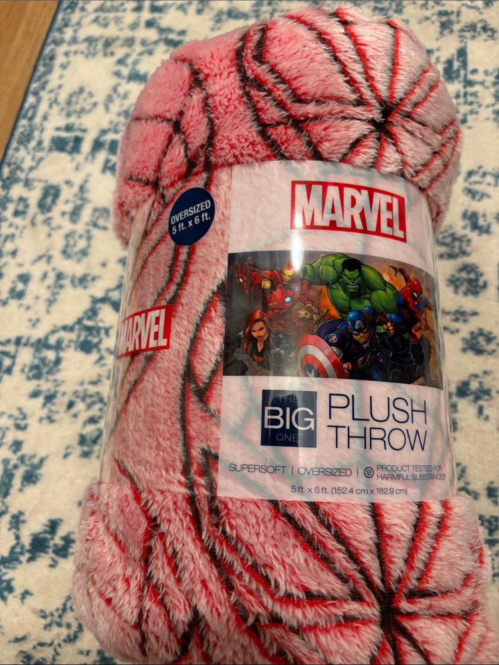 Marvel Plush Throw with Black & light Red Spiderweb Motif